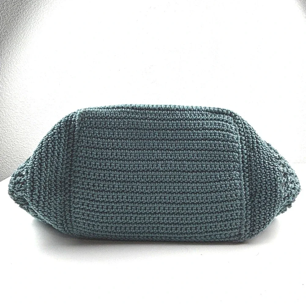 The Sak Crochet Hobo Bag Women Medium Teal Grey Boho Knit Shoulder Bag Boho